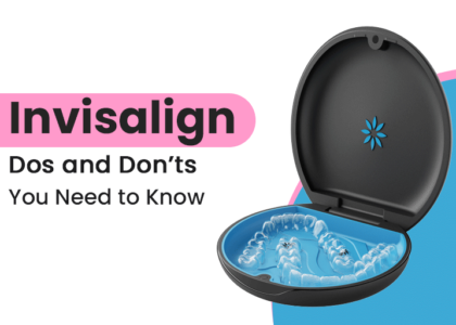 Infographic listing dos and don'ts for patients wearing Invisalign clear aligners